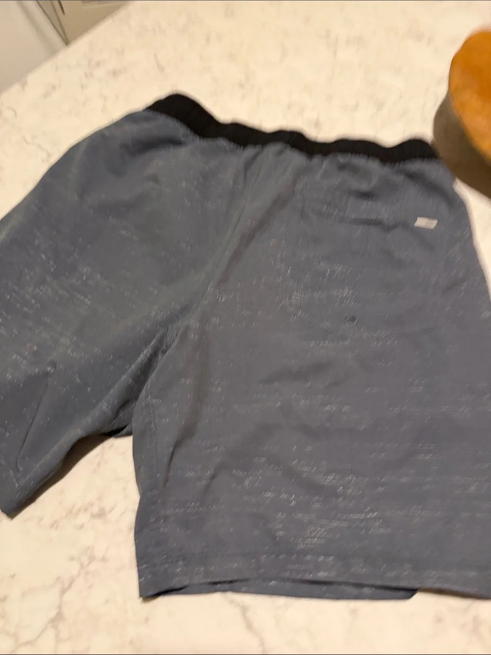 Vuori Men's Kore Shorts in Microdot Slate Blue with Black Waistband